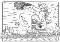 Een kleurplaat van  wallace en gromit